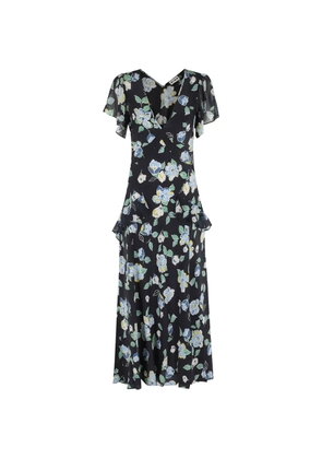 Rixo Evie floral ruffled midi dress - Blue