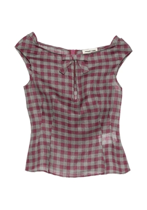 SHUSHU/TONG keyhole check blouse - Purple