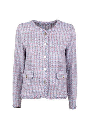 Marella Emme frayed-edges tweed jacket - Blue