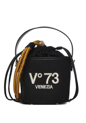 V°73 logo embroidery bucket shoulder bag - Black