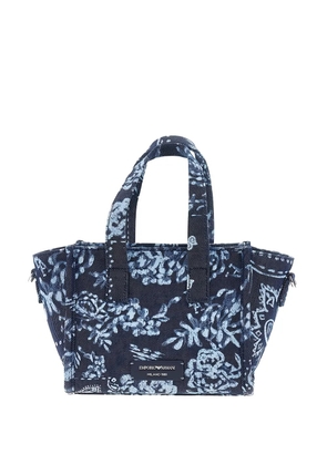 Emporio Armani floral-pattern tote bag - Blue