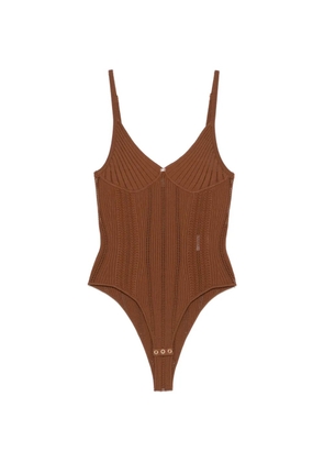 Elisabetta Franchi V-neck ribbed bodysuit - Brown