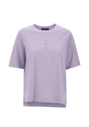 ELENA MIRO` dragonfly-appliqué cotton T-shirt - Purple