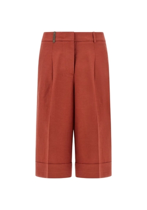 Peserico pleat turn-up shorts - Red