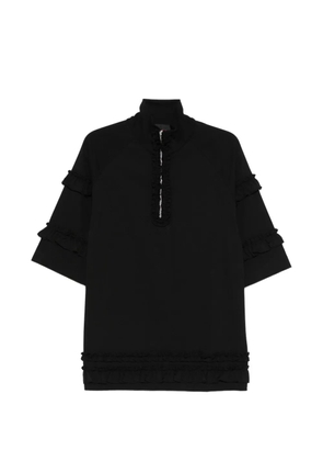 Simone Rocha ruffled-detail half-zip T-shirt - Black