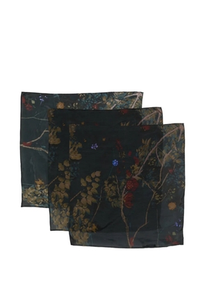 YAVI floral silk scarf (set of three) - Blue