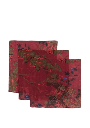 YAVI floral silk scarf (set of three) - Red