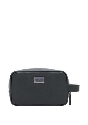 Emporio Armani leather wash bag - Black