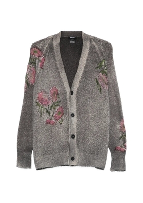 Avant Toi floral-details buttoned cardigan - Grey