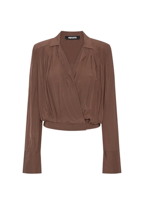 ROTATE BIRGER CHRISTENSEN pleated long-sleeve blouse - Brown