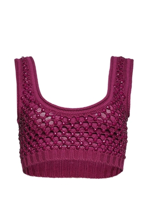 diotima beaded crocheted cropped top - Purple