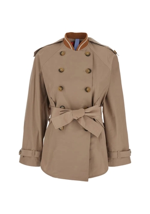 Merci buttoned belted coat - Neutrals