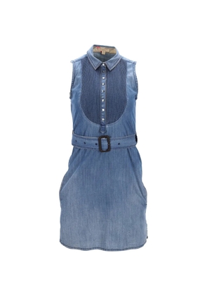 Burberry Pre-Owned pintuck sleeveless denim dress - Blue