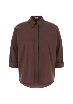 Brunello Cucinelli stretch poplin shirt - Brown