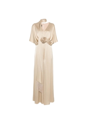 THE COUTURE CLUB flower-appliqué jumpsuit - Neutrals