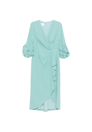 Rosa Clará floral-detail ruffled midi dress - Blue