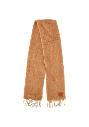 Loewe Pre-Owned fringed logo-appliquéd scarf - Brown