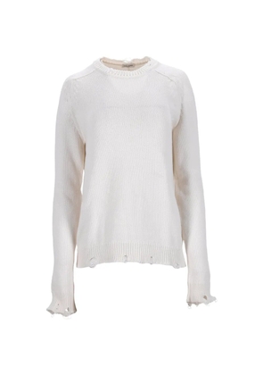 Saint Laurent Pre-Owned distressed-ribbed sweater - White