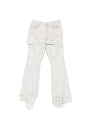 Rick Owens DRKSHDW fringed distressed button-fastening jeans - White