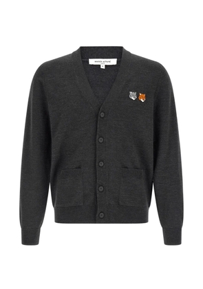 Maison Kitsuné fox-patch V-neck cardigan - Grey