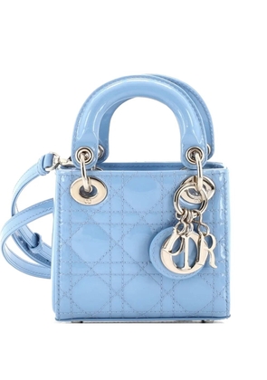 Christian Dior Pre-Owned Lady Dior Bag Cannage Quilt Patent Micro crossbody bag - Blue