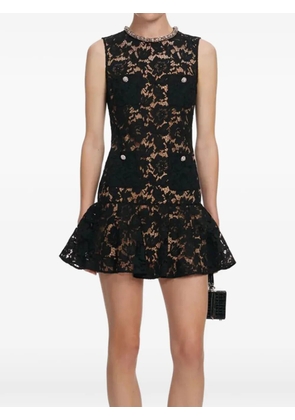 Self-Portrait crystal-embellished lace mini dress - Black