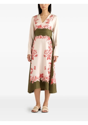 Momoni Pilar floral-print V-neck midi dress - Neutrals