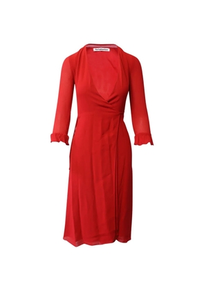 Reformation wrap-detail ruffle midi dress - Red