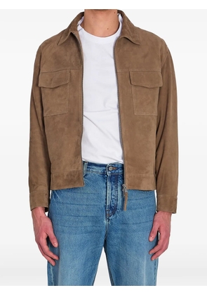 Arma flap-pocket kale suede jacket - Brown