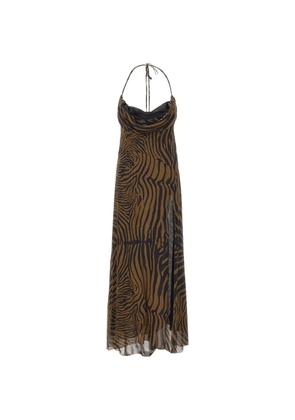 Blumarine zebra-print draped maxi dress - Brown