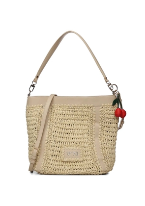 V°73 woven charm tote bag - Neutrals