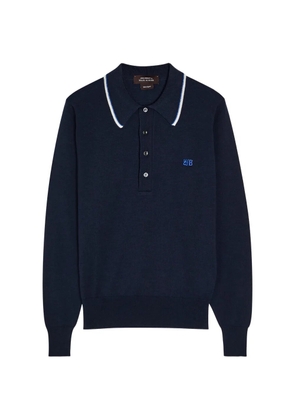 Wales Bonner Henry trim-embroidered polo shirt - Blue