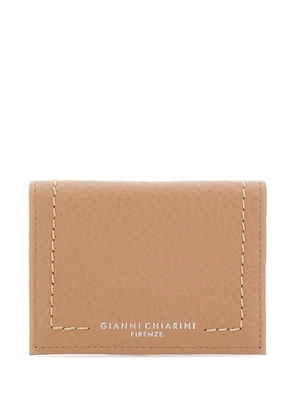 GIANNI CHIARINI Bubble contrast-stitch leather card holder - Neutrals