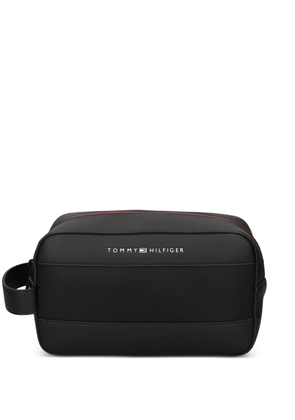 Tommy Hilfiger mixed-texture handle wash bag - Black