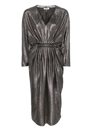 NISSA shimmer pleated midi dress - Black