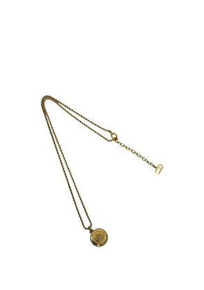 Christian Dior Pre-Owned 1980-2000 Gold Plated Logo Round Emblem Pendant Necklace costume necklace
