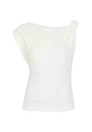 PINKO Marlena draped asymmetric-neck top - White