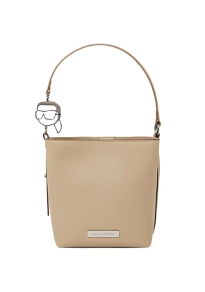 Karl Lagerfeld small logo-plaque bucket bag - Neutrals