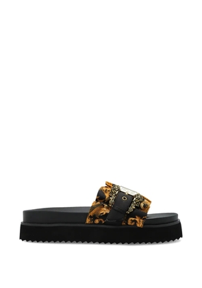 Versace Jeans Couture printed buckled slides - Black
