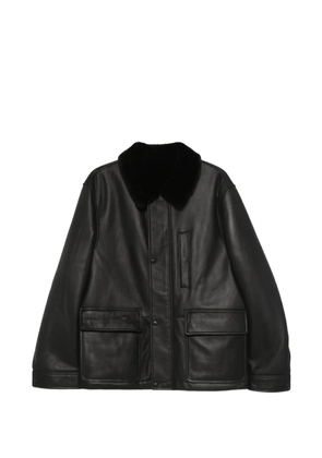 Yves Salomon collared pocket leather jacket - Black