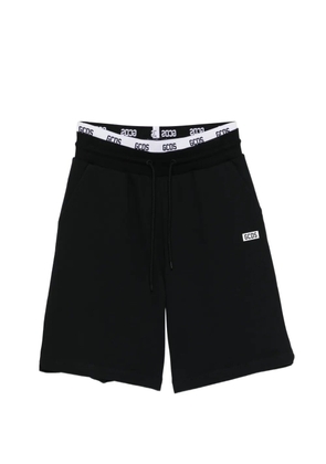 GCDS drawstring logo waistband track shorts - Black