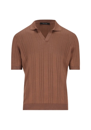 Tagliatore V-neck ribbed T-shirt - Brown