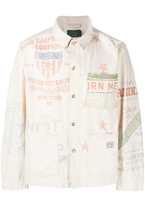 Polo Ralph Lauren logo-print shirt jacket - Neutrals