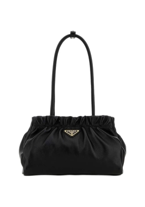 Prada ruched leather shoulder bag - Black