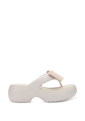 Melissa Free Fuzzy platform bow flip-flops - Neutrals