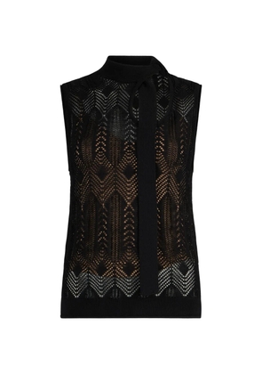 LIU JO openwork bow-collar knit top - Black
