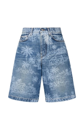 AMIRI Chateau Palms denim short - Blue