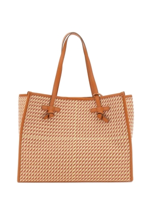 GIANNI CHIARINI Marcella woven houndstooth tote bag - Orange