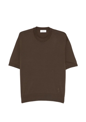 Laneus logo-embroidered crew-neck T-shirt - Brown