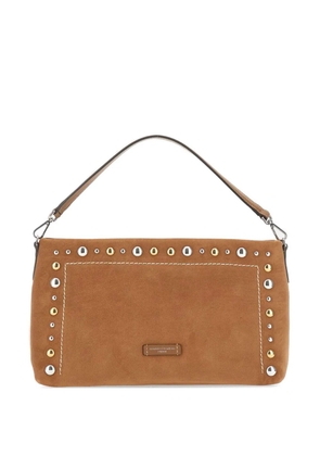 GIANNI CHIARINI Elisa studded stitching shoulder bag - Brown